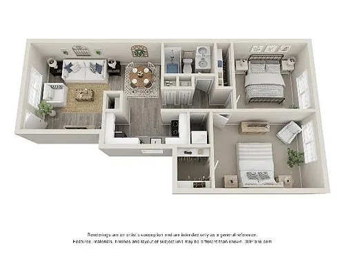 Floor plan 2 Bed 1 Bath - Classic