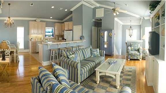 Den backs to kitcen area