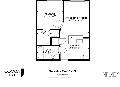 Floor plan 1x1S