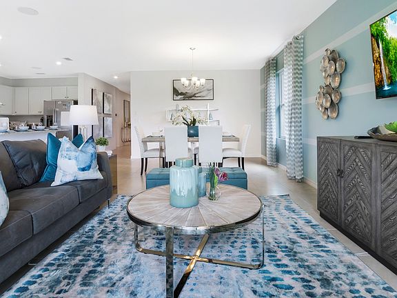 Great room adjacent to dining area