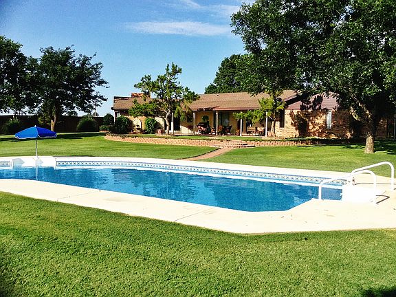 Backyard view across pool