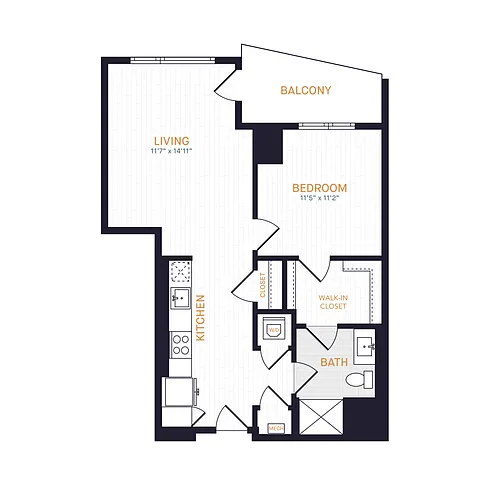 Floor plan A2 | 1 Bed | 1 Bath