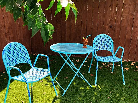 Back corner of the yard, perfect for a cafe set