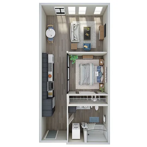Floor plan Open 1 Bed, 1 Bath - MFTE - B