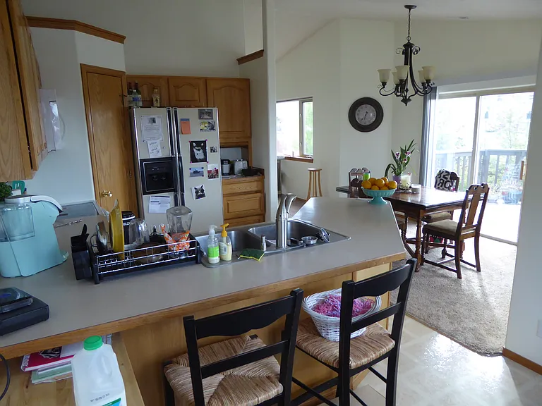 kitchen and dining room looking toward living room