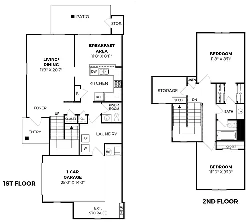 Floor plan 2 Bed 1 Bath