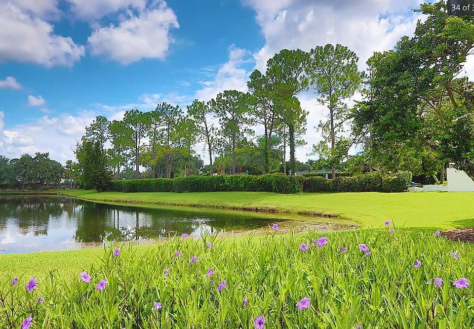 There are ponds and well-maintained lawns and landscaping.