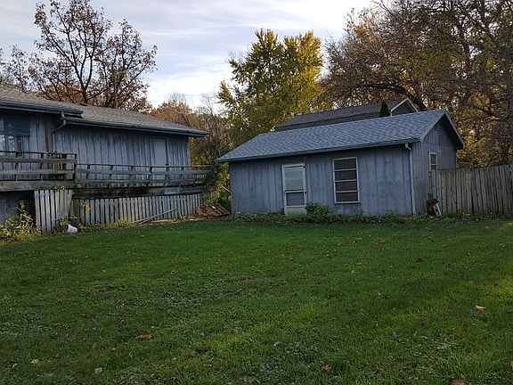 Rear of home detached garage