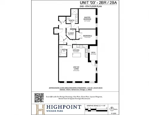 Floor plan 2 Bed 2 Bath