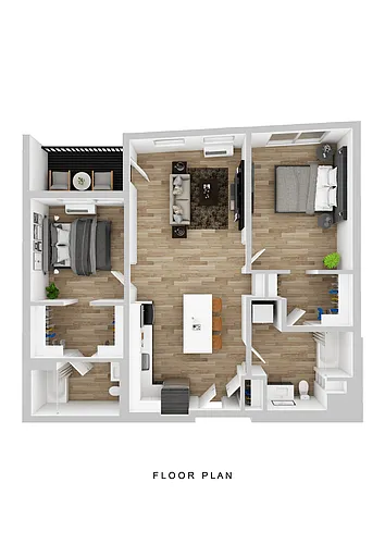 Floor plan Sitka - 2 Bed B Small Balcony