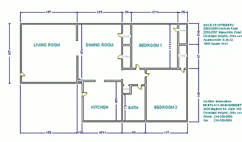 Floor plan 2 Bed 1 Bath