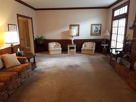Den masonry fireplace
