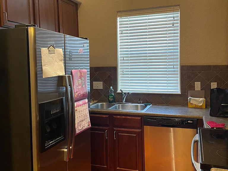 Kitchen with stainless steel appliances