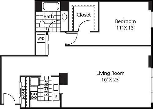 Floor plan One Bedroom 1413