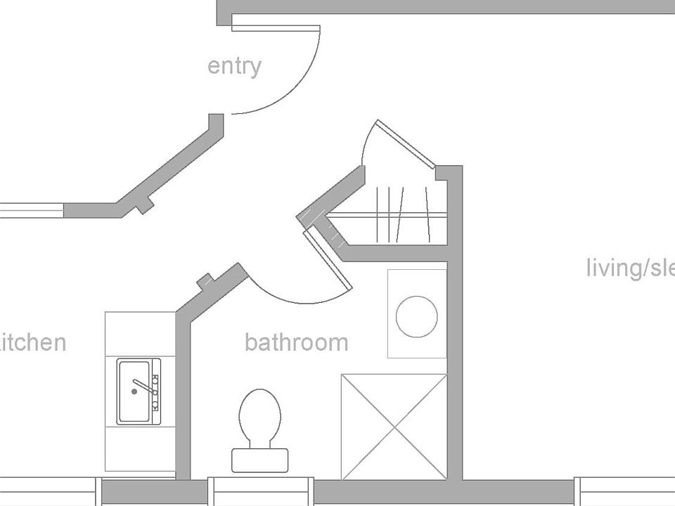 Floorplan of 536 remodeled with all new kitchen and bath.