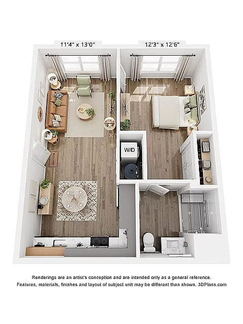 Floor plan The Rhinestone One Bedroom