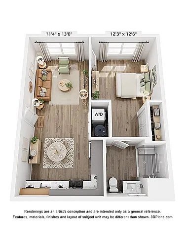 Floor plan The Rhinestone One Bedroom