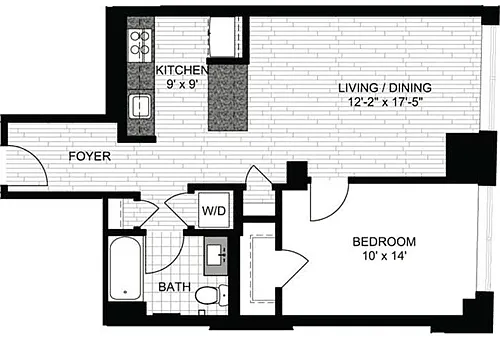 Floor plan 1 Bedroom E