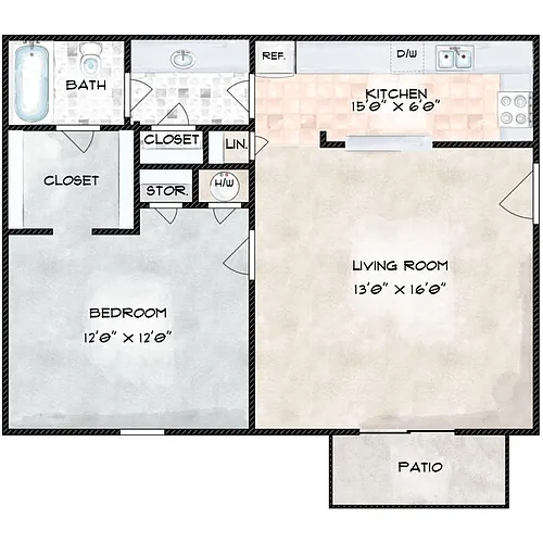 Floor plan 1 Bed 1 Bath