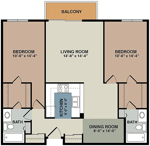 Floor plan 2 Bedroom - 2C