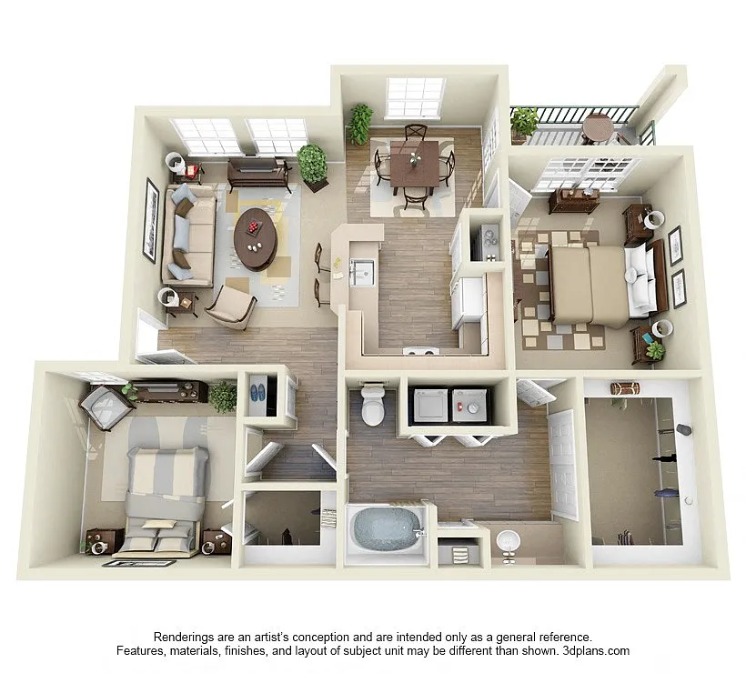 Floor plan 2 Bed x 1 Bath Small