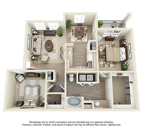 Floor plan 2 Bed x 1 Bath Small