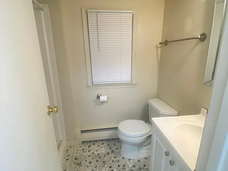 Bathroom with shower (wide angle image)