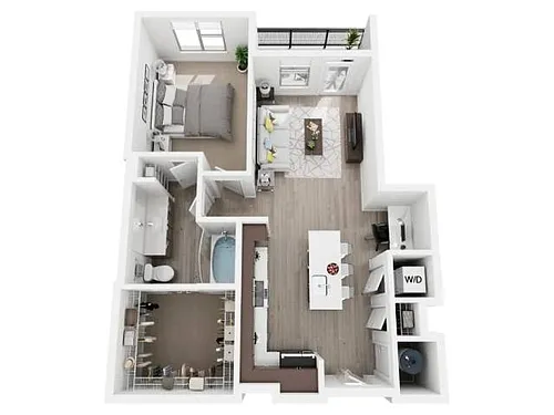 Floor plan One Bedroom One Bath A3