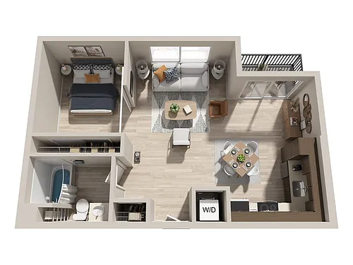 Floor plan 1bd 1ba H