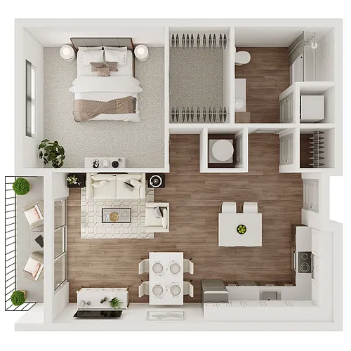 Floor plan 1 Bedroom, 1 Bathroom - 748 SF