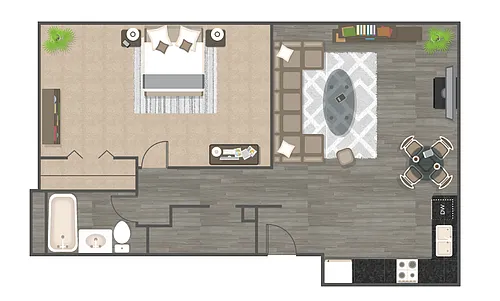 Floor plan One Bedroom One Bath - The Cumberland