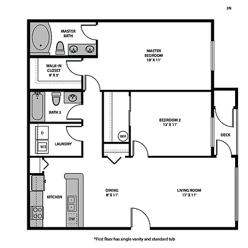 Floor plan Two Bed Interior