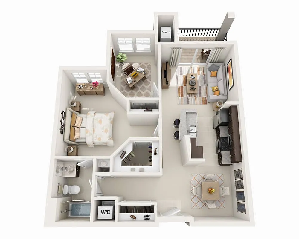 Floor plan One Bedroom with Den A1FD