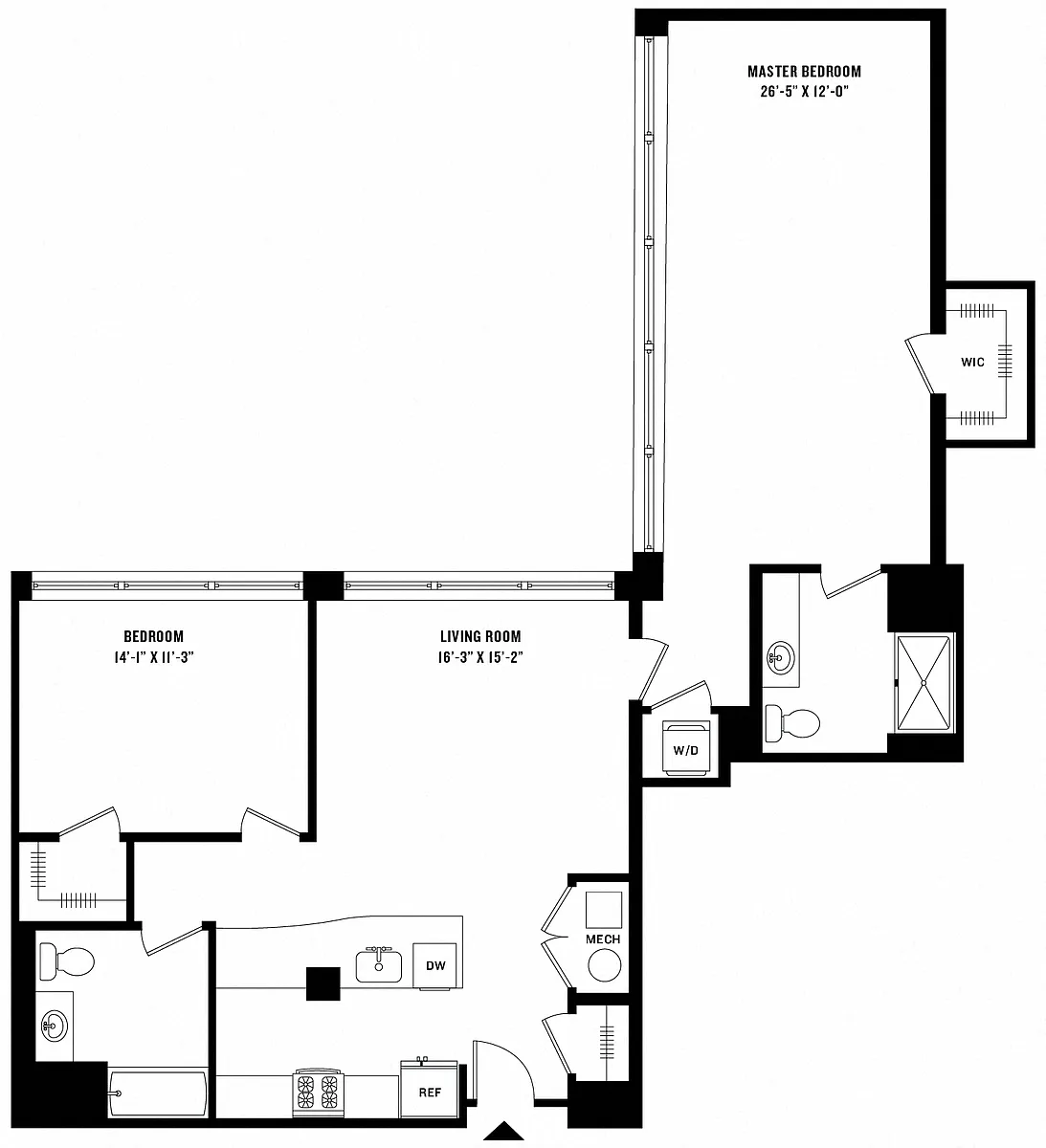Floor plan 2 Bed/2 Bath (UB-05)