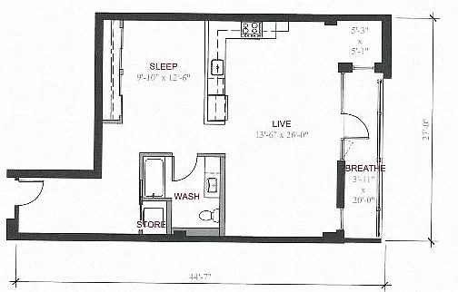 Floor plan 1 Bed 1 Bath A10