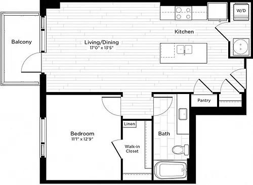 Floor plan 1P w/ Balcony