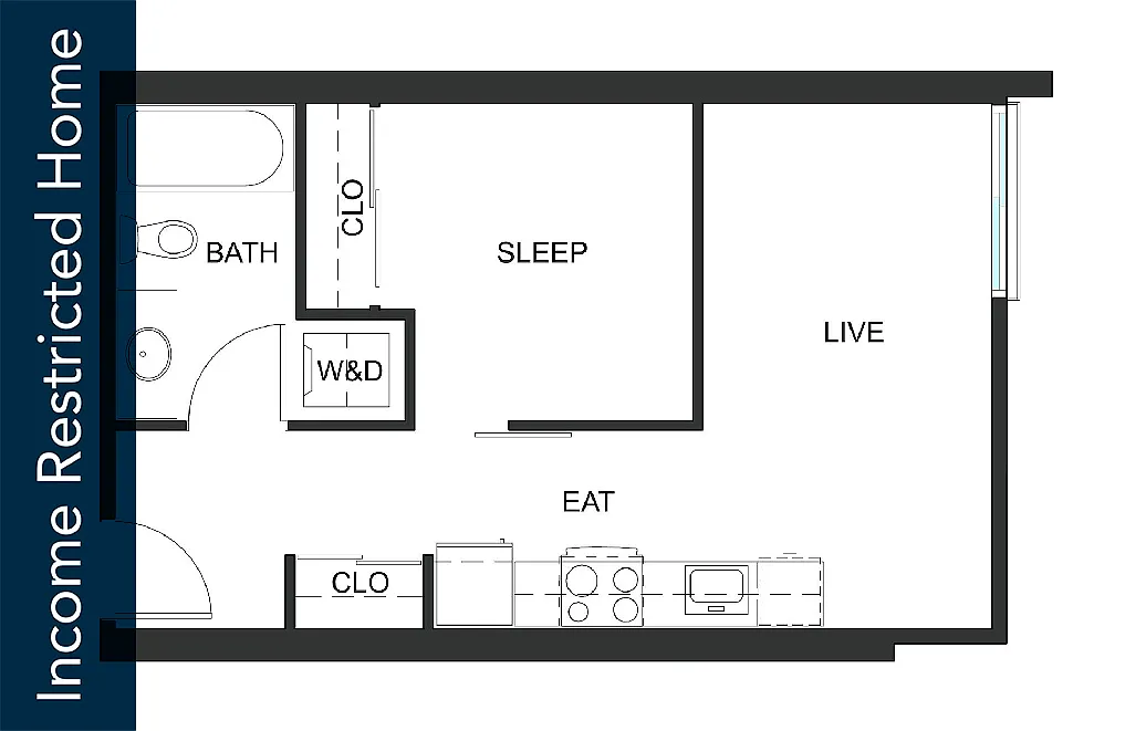 Floor plan Urban 1 Bedroom U4 - 75% MFTE - Iron Flats