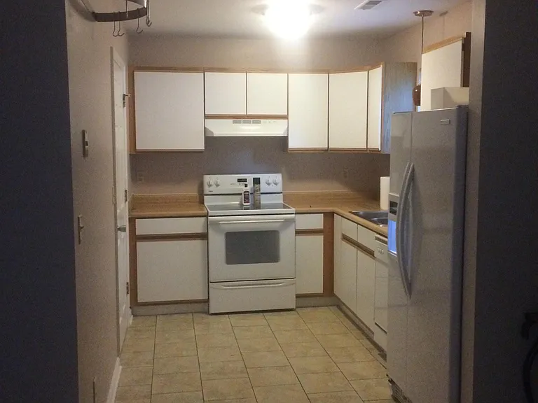 Kitchen is currently under renovations- new cabinets, quartzite countertops and stainless steel appliances