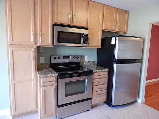 Stainless steel appliances in kitchen