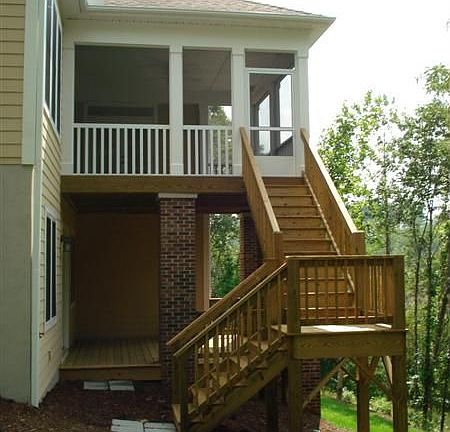 Screened porch and deck overlooking Biltmore Lake