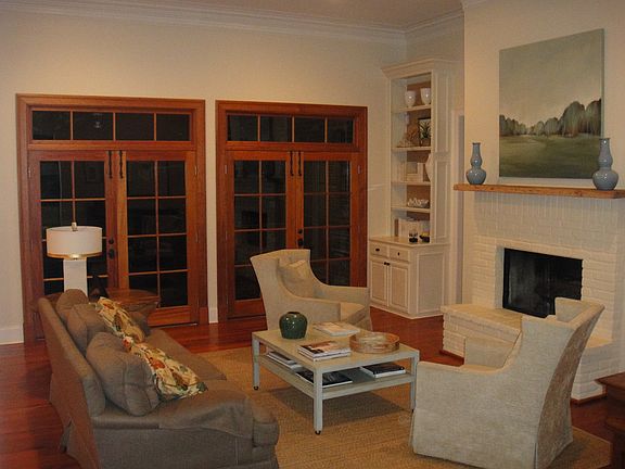 Heart pine floors, fireplace