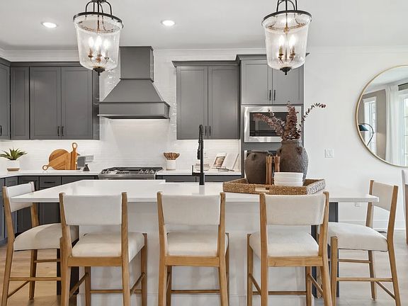 Kitchen with pendant lighting over island