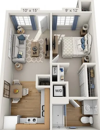 Floor plans are artist's rendering. All dimensions are approximate. Actual product and specifications may vary in dimension or detail. Not all features are available in every apartment. Prices and availability are subject to change. Floor plans are artist