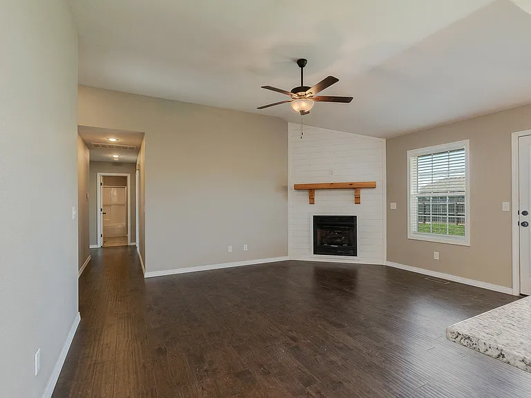 Hard surface flooring throughout the home, including in family room