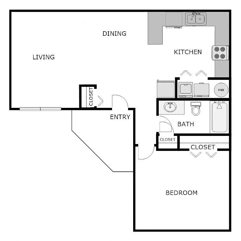 Floor plan 1 Bedroom 1 Bathroom