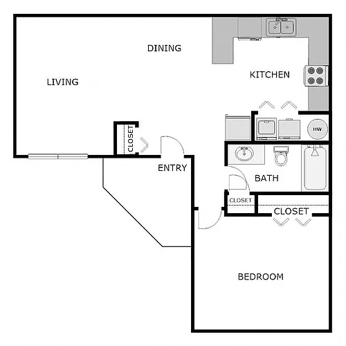 Floor plan 1 Bedroom 1 Bathroom