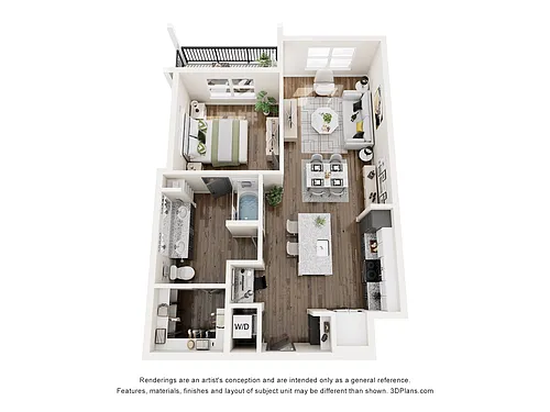 Floor plan 1 Bed 1 Bath A3