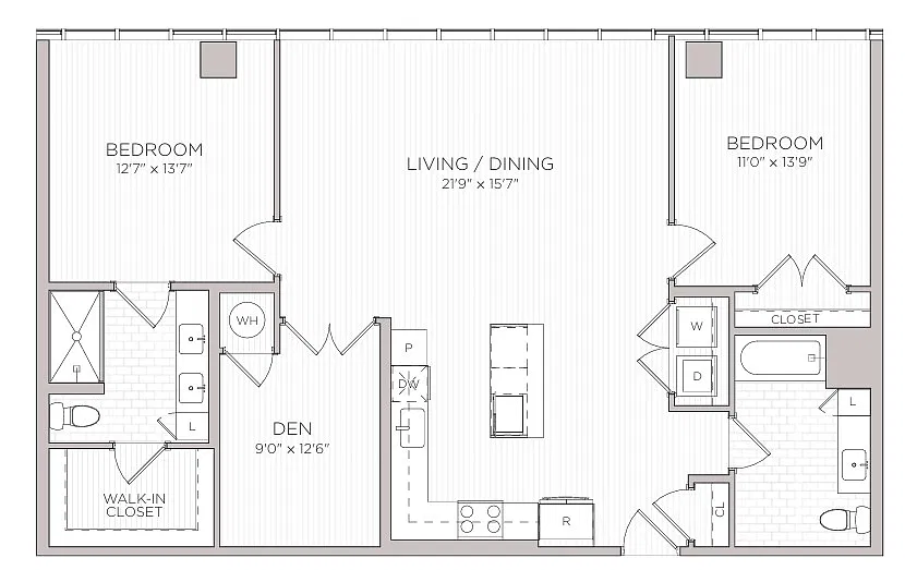 Floor plan B13 2B+D - Penthouse