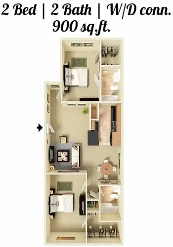 Floor plan 2 Bed 2 Bath