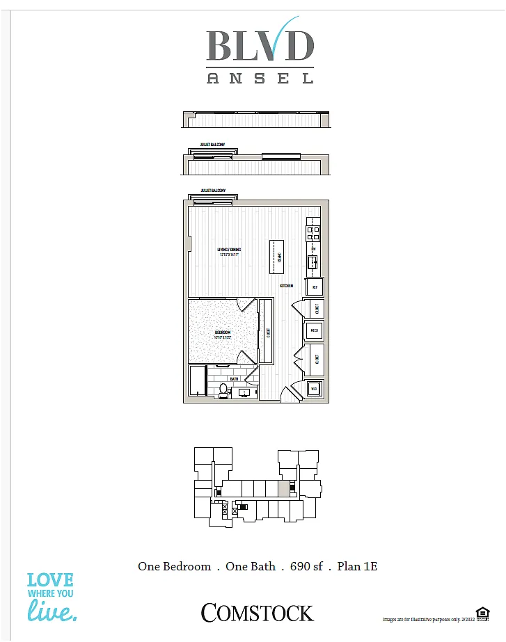 Floor plan 1 Bed/1 Bath-1E